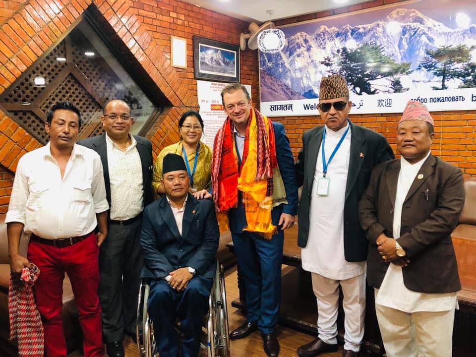 NPSAN President Saroj Shrestha with IPC President Mr. Andrew Parsons.